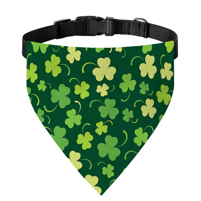 Green Clover Saint Patrick's Day Print Over The Collar Dog Bandana