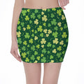 Green Clover Saint Patrick's Day Print Pencil Mini Skirt