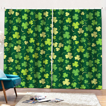 Green Clover Saint Patrick's Day Print Pencil Pleat Curtains