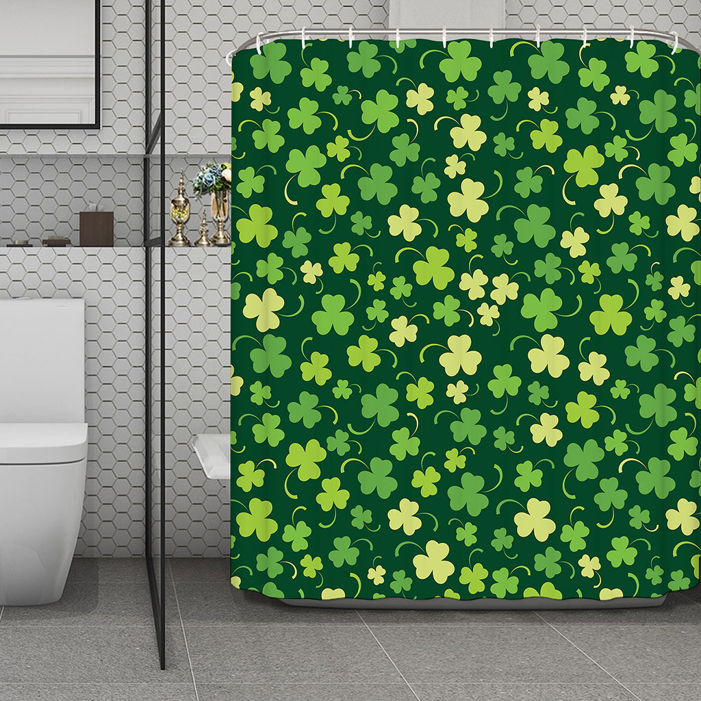 Green Clover Saint Patrick's Day Print Polyester Shower Curtain