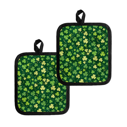 Green Clover Saint Patrick's Day Print Pot Holders