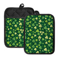 Green Clover Saint Patrick's Day Print Pot Holders With Pocket
