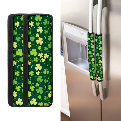 Green Clover Saint Patrick's Day Print Refrigerator Handle Covers