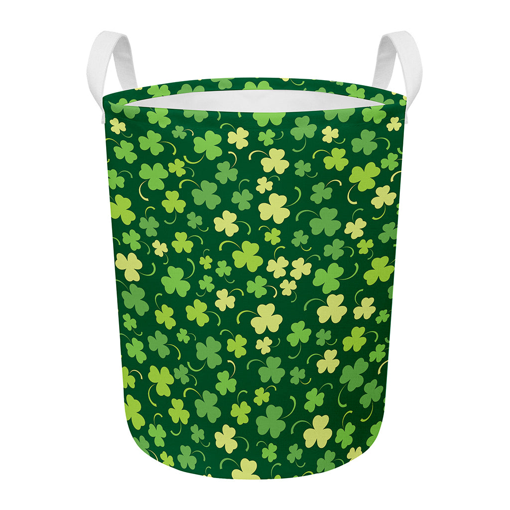 Green Clover Saint Patrick's Day Print Round Laundry Basket