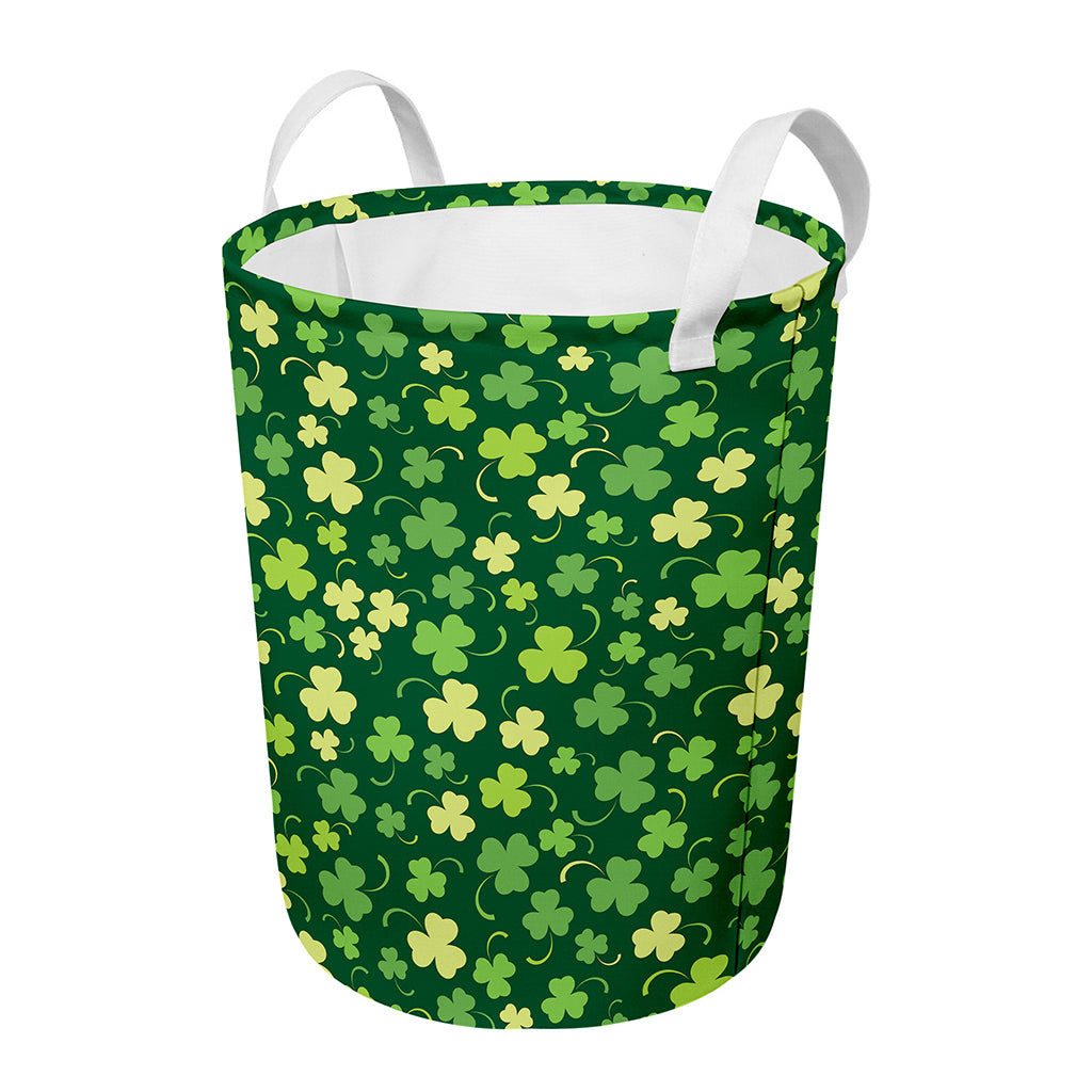 Green Clover Saint Patrick's Day Print Round Laundry Basket