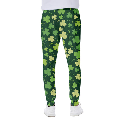 Green Clover Saint Patrick's Day Print Scuba Joggers