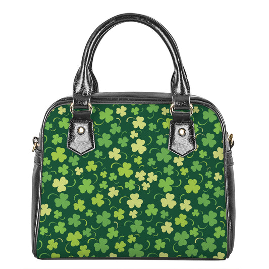 Green Clover Saint Patrick's Day Print Shoulder Handbag