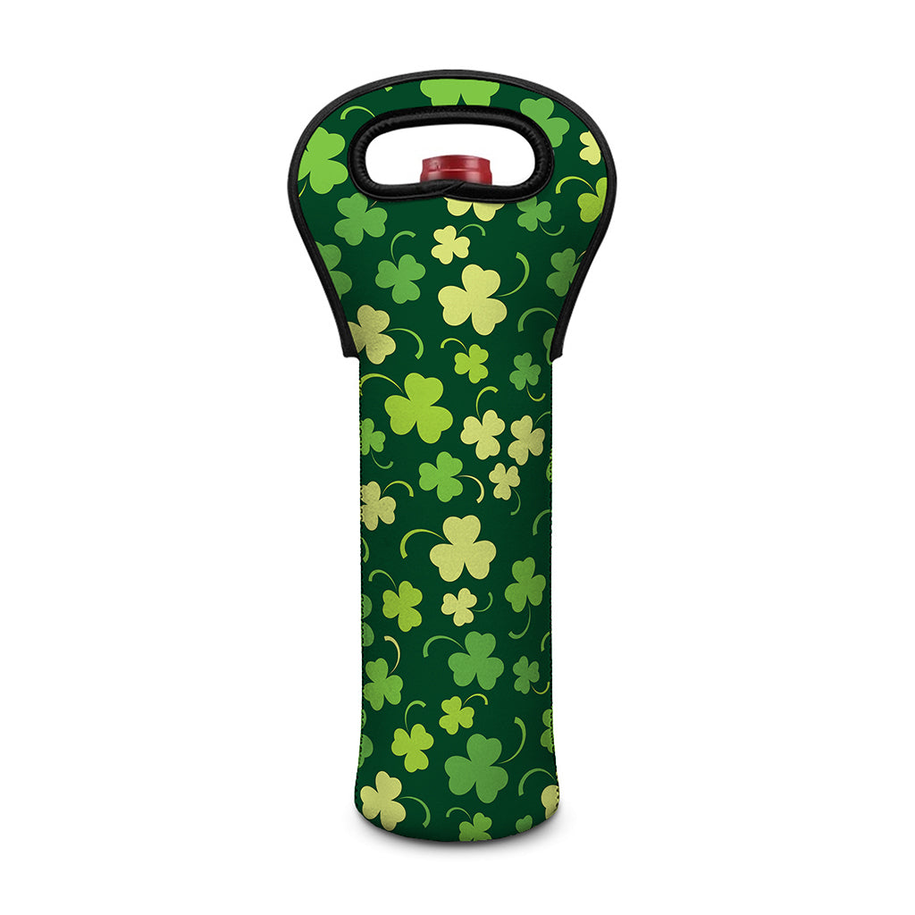 Green Clover Saint Patrick's Day Print Single Neoprene Wine Tote