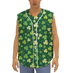 Green Clover Saint Patrick's Day Print Sleeveless Baseball Jersey