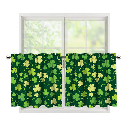 Green Clover Saint Patrick's Day Print Tier Curtains
