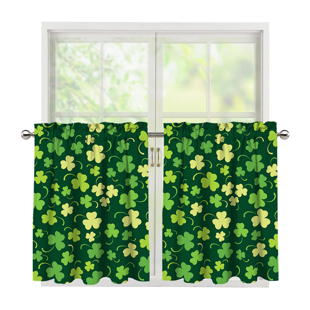 Green Clover Saint Patrick's Day Print Tier Curtains