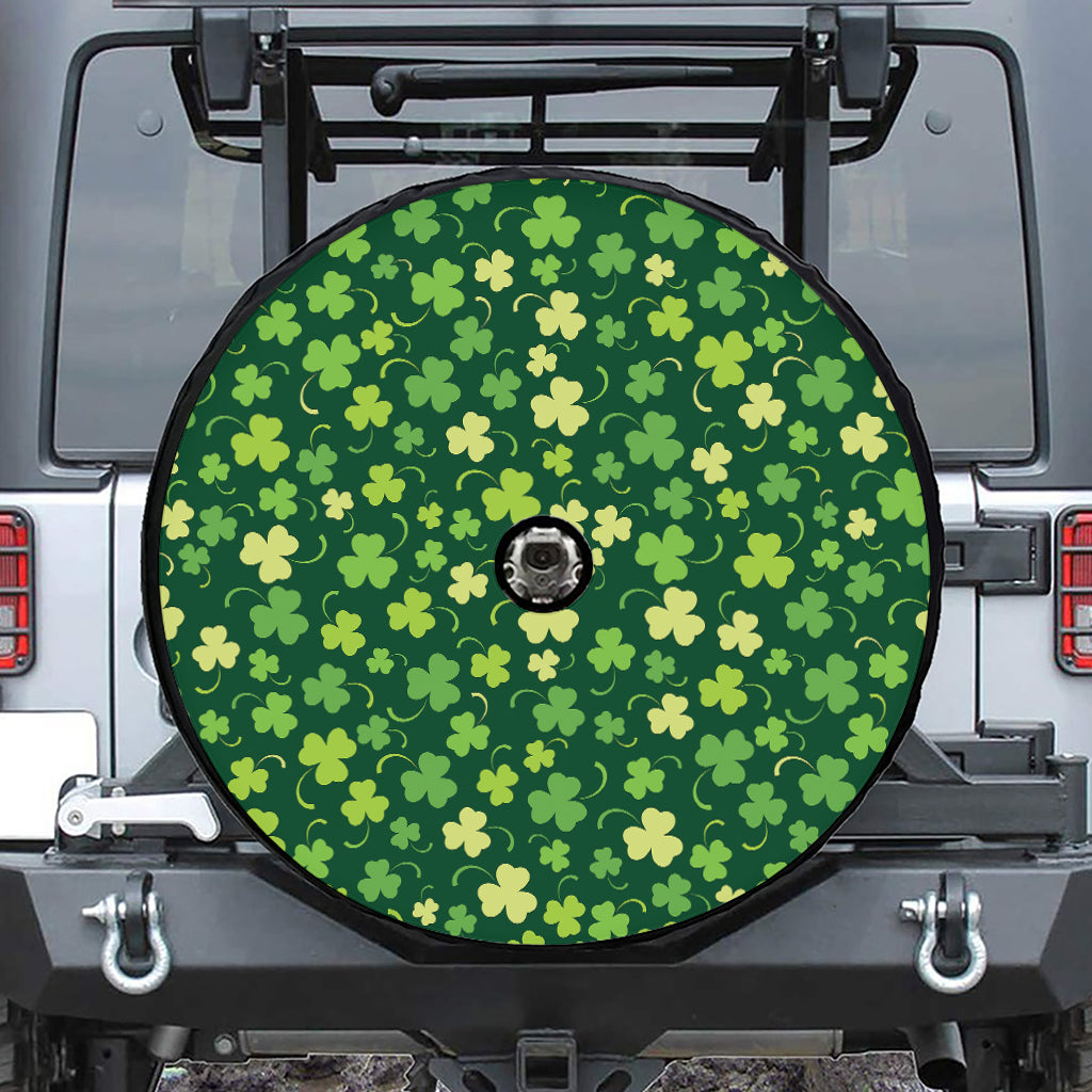 Green Clover Saint Patrick's Day Print Tire Cover With Camera Hole