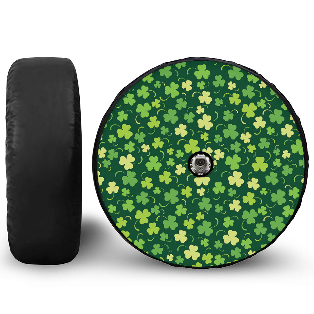 Green Clover Saint Patrick's Day Print Tire Cover With Camera Hole