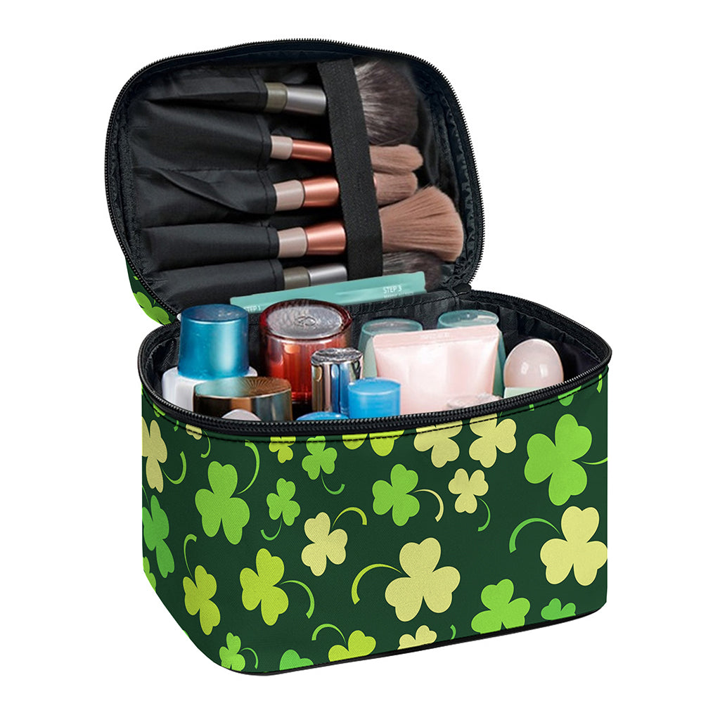 Green Clover Saint Patrick's Day Print Travel Makeup Bag