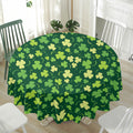 Green Clover Saint Patrick's Day Print Waterproof Round Tablecloth