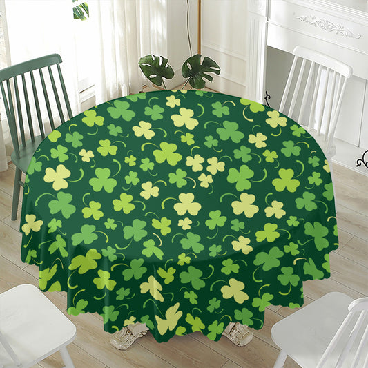 Green Clover Saint Patrick's Day Print Waterproof Round Tablecloth