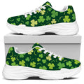 Green Clover Saint Patrick's Day Print White Chunky Shoes