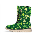 Green Clover Saint Patrick's Day Print Winter Boots