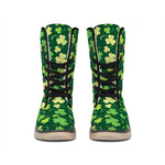 Green Clover Saint Patrick's Day Print Winter Boots