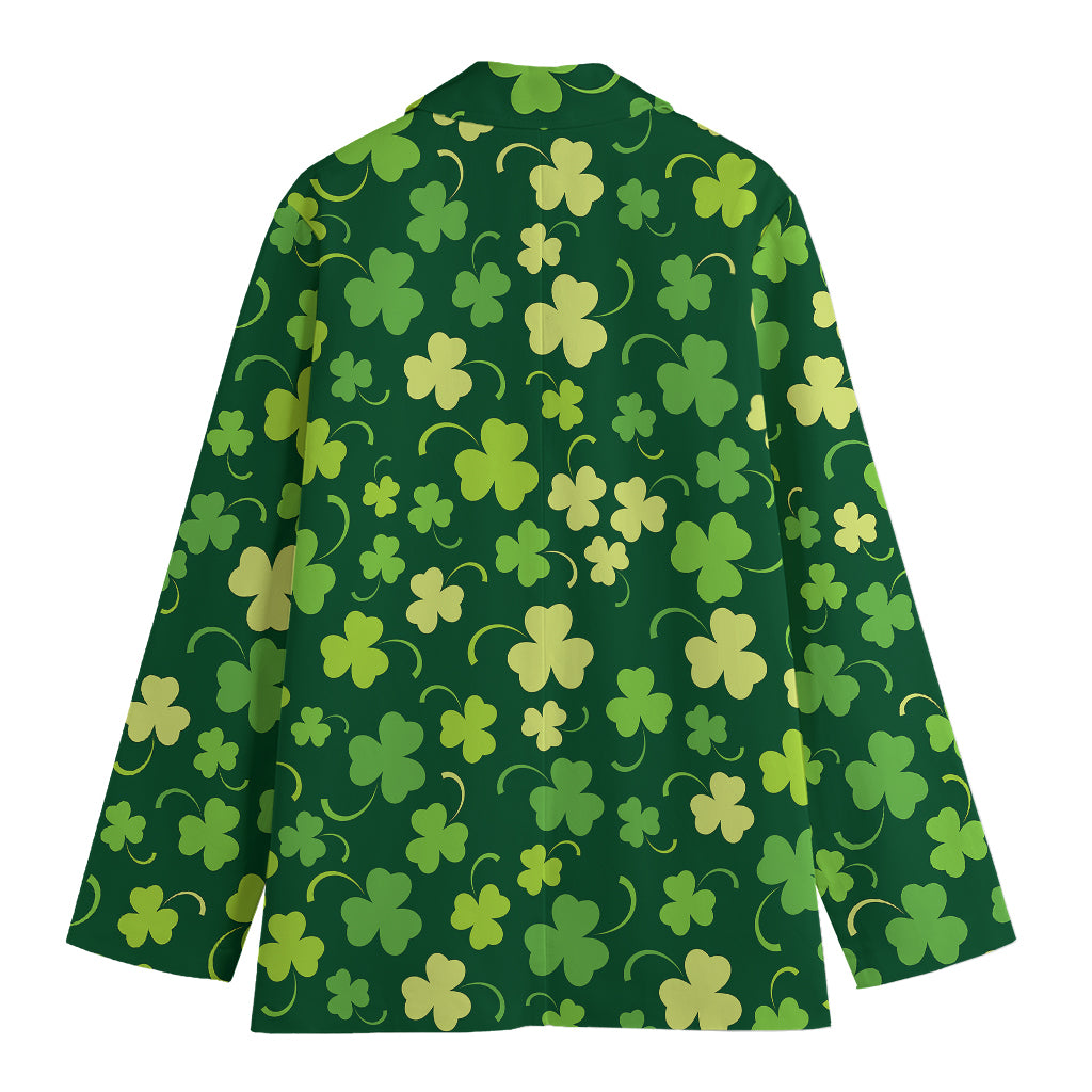 Green Clover Saint Patrick's Day Print Women's Blazer