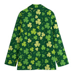 Green Clover Saint Patrick's Day Print Women's Cotton Blazer