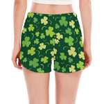 Green Clover Saint Patrick's Day Print Women's Split Running Shorts