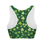 Green Clover Saint Patrick's Day Print Women's Sports Bra