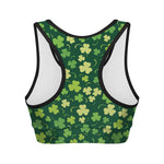Green Clover Saint Patrick's Day Print Women's Sports Bra
