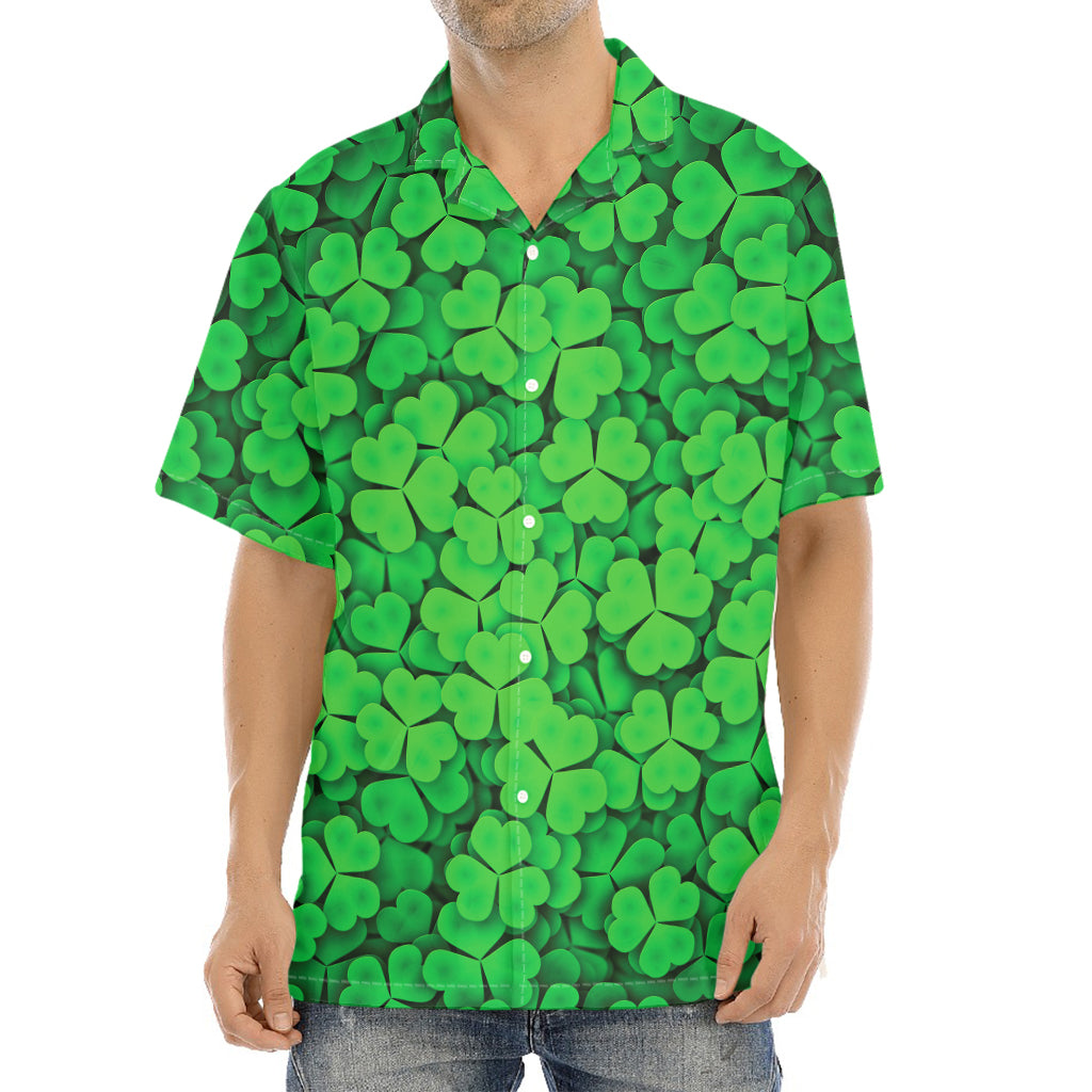 Green Clover St. Patrick's Day Print Aloha Shirt