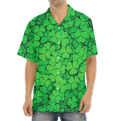 Green Clover St. Patrick's Day Print Aloha Shirt