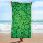 Green Clover St. Patrick's Day Print Beach Towel