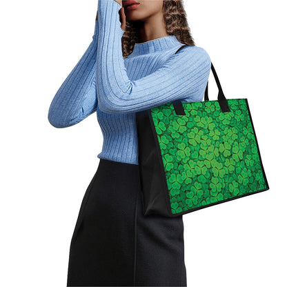 Green Clover St. Patrick's Day Print Canvas Tote Bag