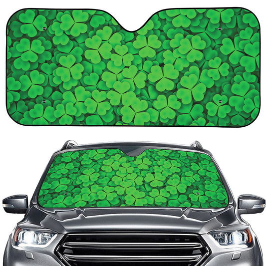 Green Clover St. Patrick's Day Print Car Windshield Sun Shade
