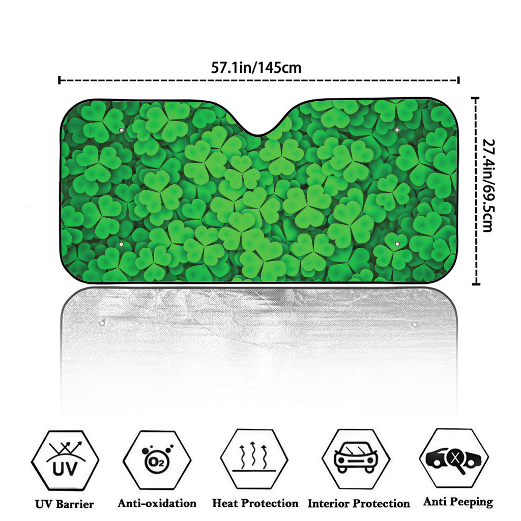 Green Clover St. Patrick's Day Print Car Windshield Sun Shade