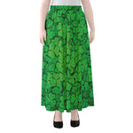 Green Clover St. Patrick's Day Print Chiffon Maxi Skirt