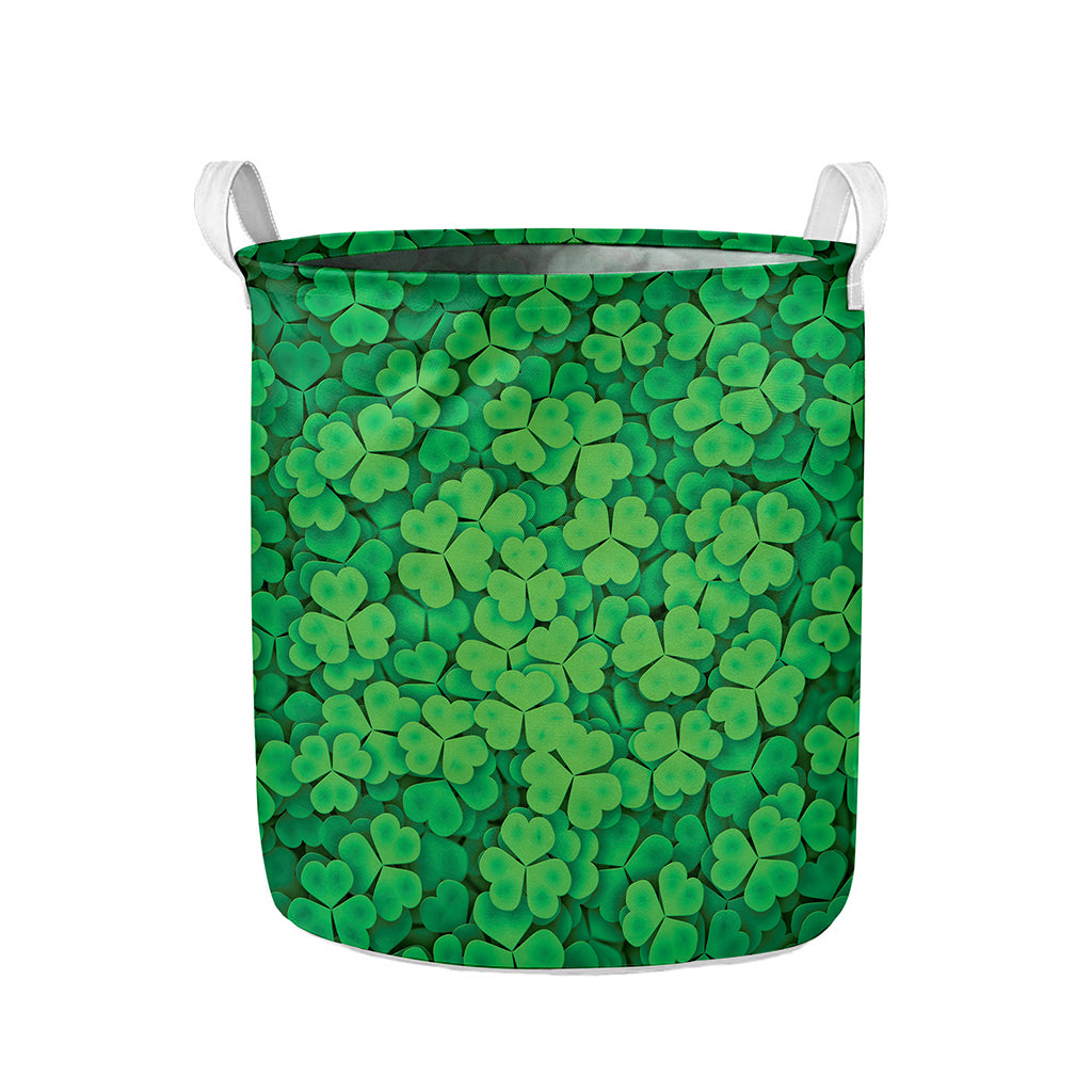 Green Clover St. Patrick's Day Print Collapsible Laundry Basket