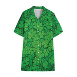 Green Clover St. Patrick's Day Print Cotton Hawaiian Shirt