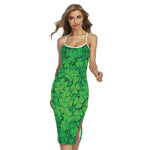 Green Clover St. Patrick's Day Print Cross Back Cami Dress