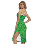 Green Clover St. Patrick's Day Print Cross Back Cami Dress