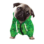 Green Clover St. Patrick's Day Print Dog Zip Up Hoodie