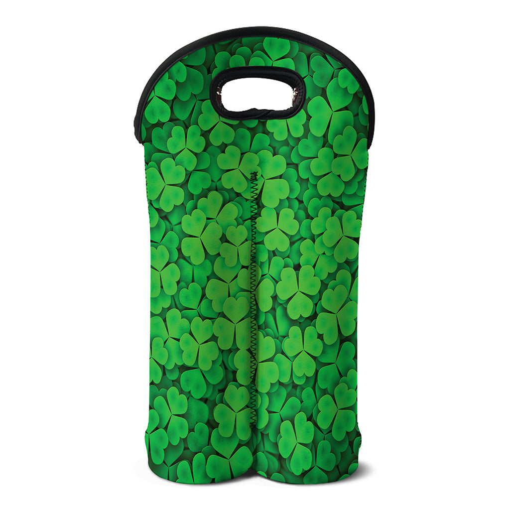 Green Clover St. Patrick's Day Print Double Neoprene Wine Tote