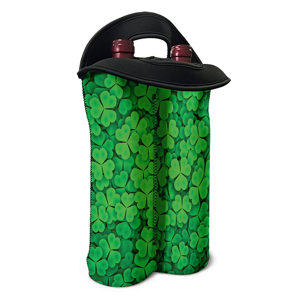 Green Clover St. Patrick's Day Print Double Neoprene Wine Tote