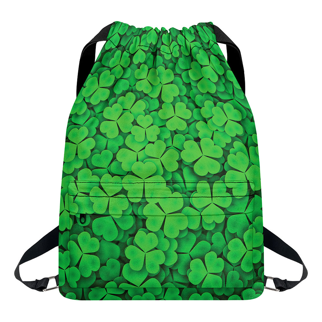 Green Clover St. Patrick's Day Print Drawstring Backpack