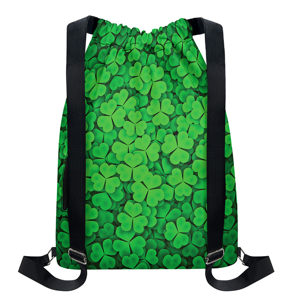 Green Clover St. Patrick's Day Print Drawstring Backpack