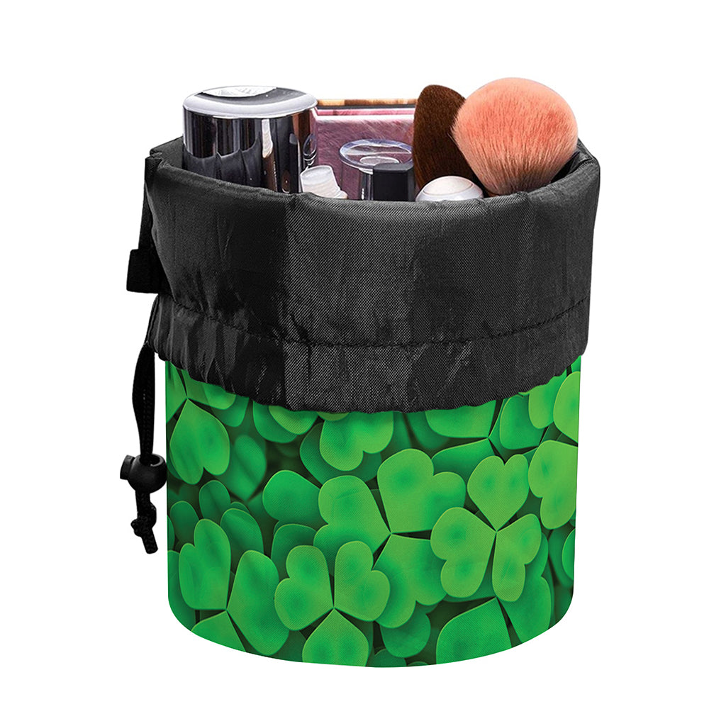 Green Clover St. Patrick's Day Print Drawstring Makeup Bag