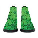 Green Clover St. Patrick's Day Print Flat Ankle Boots