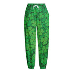 Green Clover St. Patrick's Day Print Fleece Lined Knit Pants