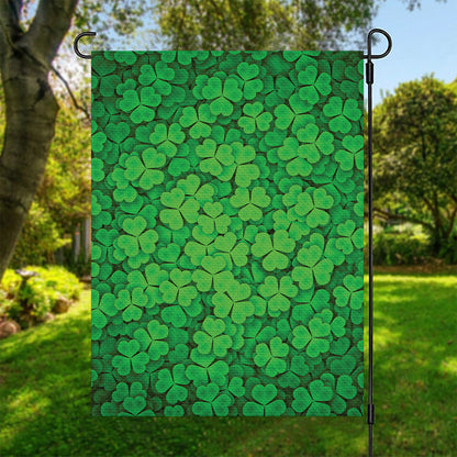 Green Clover St. Patrick's Day Print Garden Flag