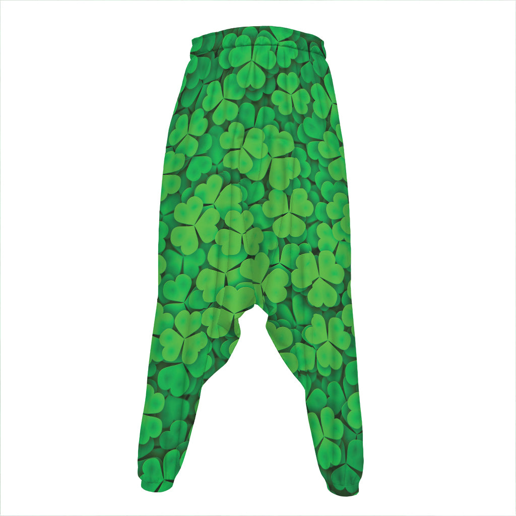 Green Clover St. Patrick's Day Print Hammer Pants
