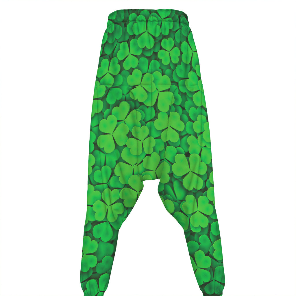 Green Clover St. Patrick's Day Print Hammer Pants